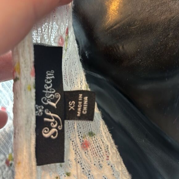 Self esteem lace floral babydoll long sleeve open front top stretch feminine - Picture 4 of 5